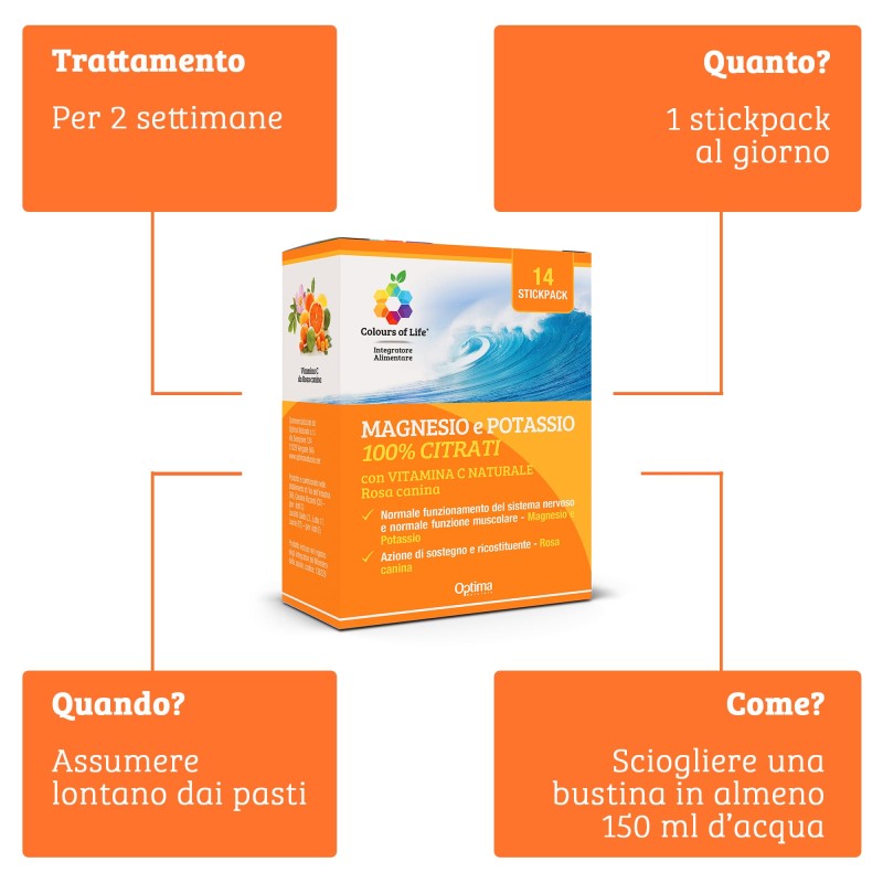 Magnesio e Potassio 100% citrati con Vitamina C OPTIMA NATURALS